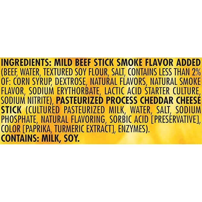 Slim Jim Beef 'N Cheese Smoked Meat Sticks, Mild Flavor, High Protein, 3.0 oz. (18 Count)
