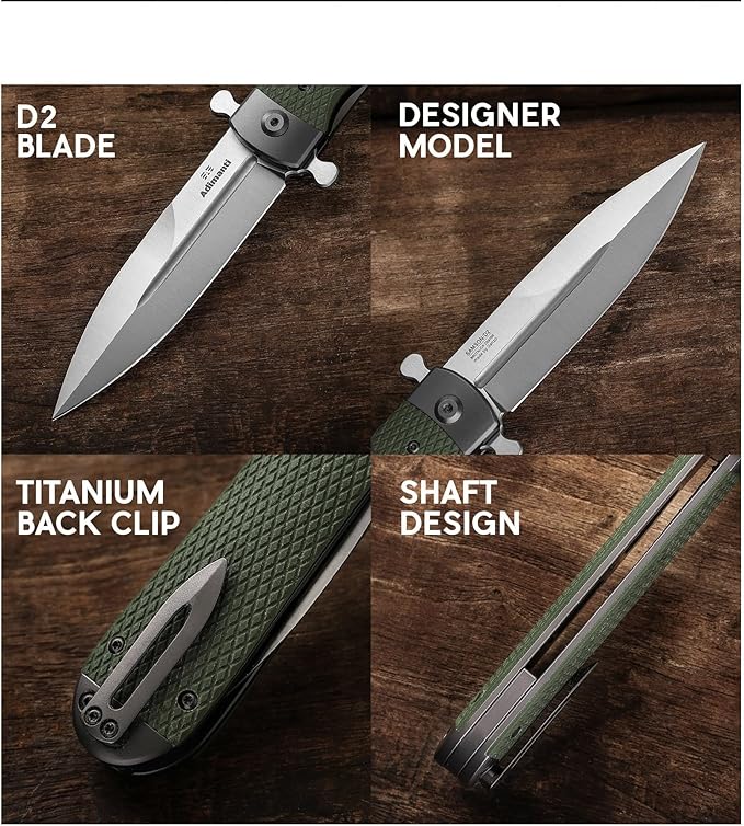 GANZO Firebird Adimanti Samson-BL Folding Pocket Knife Razor Sharp D2 Steel Blade Ergonomic G10 Anti-Slip Handle with Clip Hunting Fishing Camping Gear Outdoor Flipper EDC Pocket Knife (Blue)