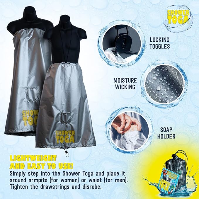 Wearable Shower Garment, Privacy RV & Camping Shower, Surf Poncho, Shower Tent, or Portable Changing Room