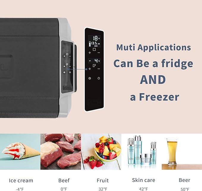 Alpicool T60 Dual Temperature Control 12 Volt Refrigerator 63 Quart Portable Car Fridge Freezer (-4°F~68°F) for Truck, RV, Boat, Camping and Travel