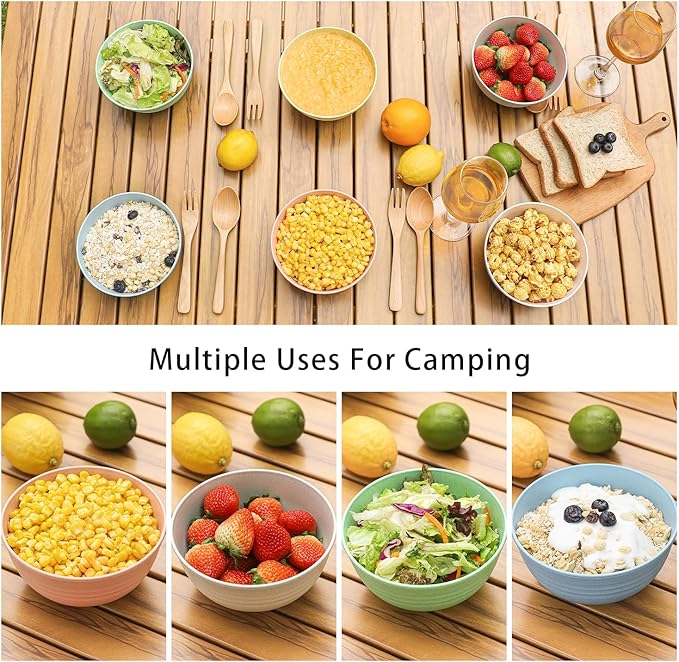 PYRMONT Wheat Straw Bowls 26 OZ,Unbreakable Cereal Bowls Set of 6,Dishwasher and Microwave Safe,Reusable Plastic Bowl for Kitchen Serving Soup,Salad,Oatmeal,Ramen,Noodles,Camping