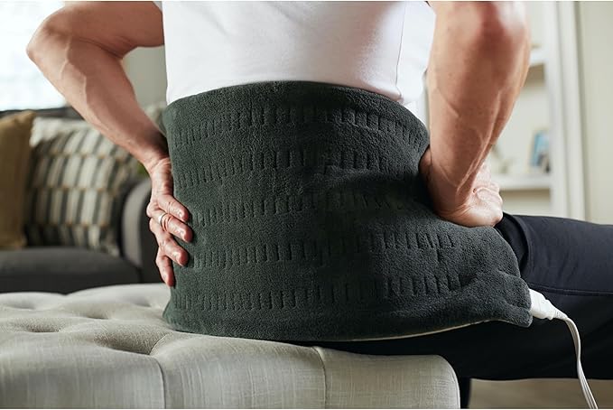 Sunbeam XL Heating Pad for Back Neck and Shoulder Pain Relief Auto Shut Off 6 Heat Settings Extra Large 12 x 24 Green Ideal for Muscle Aches and Arthritis Pain