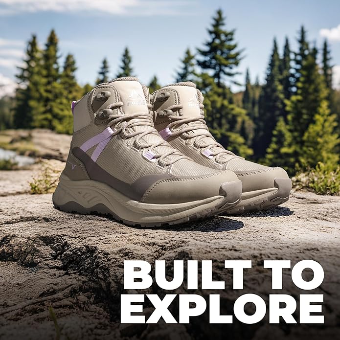 NORTIV 8 Women's Hiking Boots Waterproof Lightweight Outdoor Trekking Comfortable Non-Slip Backpacking Camping Ankle Boot Hollow