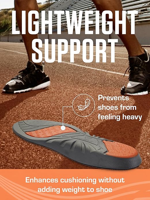 SOF SOLE ATHLETE Performance Men's Insoles - PU Foam & Gel Inserts - Heel-to-Toe Cushioning, Support, & Moisture Control, - Lightweight Comfort & Stability - Ideal for Runners, Walkers, Athletes