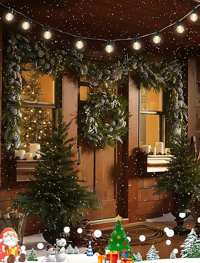 25FT G40 Frosted Christmas Lights,Globe Christmas Lights with 27 Frosted White Bulbs,Outdoor String Lights for Outside Indoor Garden Wedding Pergola Backyard Patio Xmas Tree Decor,Green Wire