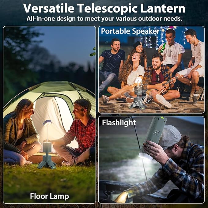 Yoobao Camping Lantern Rechargeable, 14000mAh Battery Operated, Outdoor Telescopic Camping Tent Lights, 5 Light Modes, Magnetic Base, LED Flashlight Camping Essentials for Camping, Hiking, Emergency