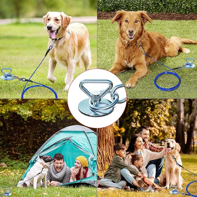 TOMBABY Heavy Duty Quality Dog Stake-Dog Tie Out Stake, Dog Stake Allows Dogs Up to 200 lbs, Dog Stakes for Outside Beach,Camping, Yard, 360° Swivel Dog Anchor | Use for Any Dog Tie Out Cable