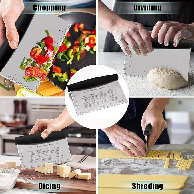 HaSteeL Metal Spatula Set of 5, Stainless Steel Grill Spatula & Griddle Scraper - Multipurpose Griddle Accessories for BBQ Hibachi Teppanyaki Flat Top Cooking, Riveted Handle & Dishwasher Safe