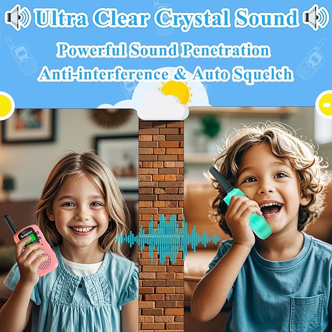 Walkie Talkies for Kids, Walkie Talkie Toys for Girls & Boys, Outdoor Toys for Ages 4-8-12, Built-in Flashlight, 22 Channels, Stocking Stuffers for Kids, Gifts for 3 4 5 6 7 8 9 10 Year Old Girls Boys