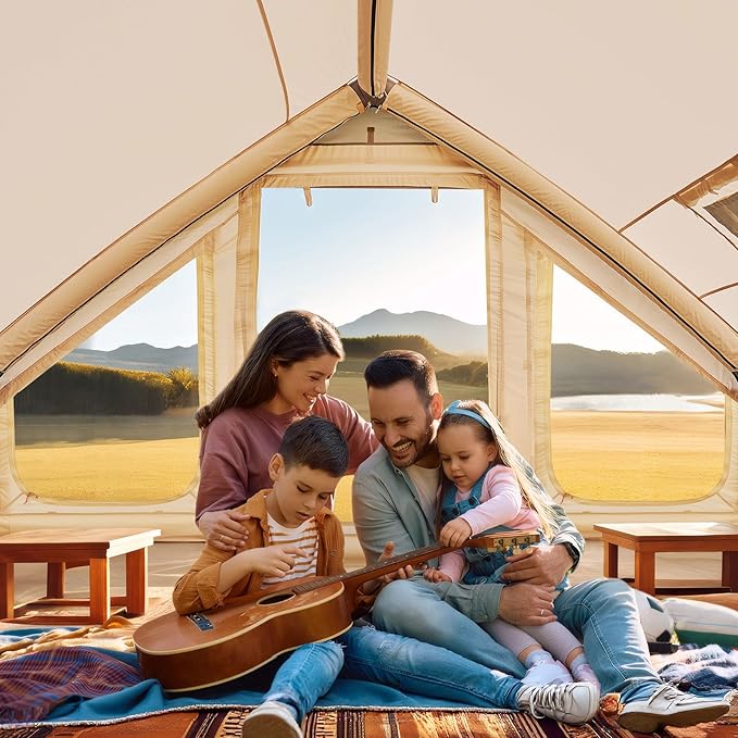 Inflatable Tents for Camping, Blow Up Tent with Hand Pump, Easy Setup InflatableTent 4 Season Tent, Waterproof Oxford Air Glamping Tents for Camping Adult 4/6/8 Person