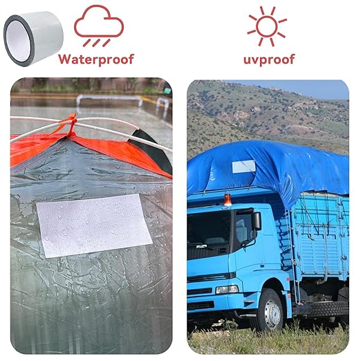 Birllaid Awning Repair Tape for Tarp, Heavy Duty Outdoor Repair Tape for Canvas, Boat Covers, Tent, Sail Tape, Tear Repair Patch Kit, Waterproof, UVproof, White