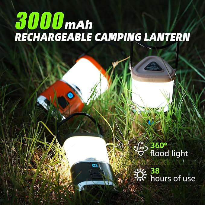 LED Camping Lantern Rechargeable, Allspark LED Lantern Flashlight,1000LM, 4 Light Modes, IPX4 Waterproof,Emergency Light for Home Power Outages, Hurricane, Storm,Outdoor Hiking(White)