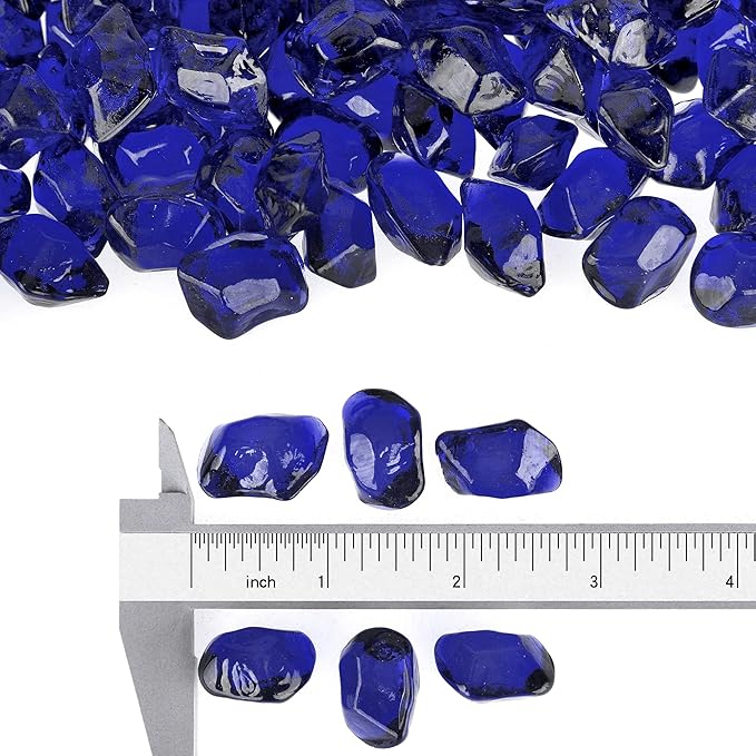 Stanbroil 10-Pound Fire Glass - 1/2 inch Polygon Fire Glass for Fireplace Fire Pit and Landscaping, Cobalt Blue