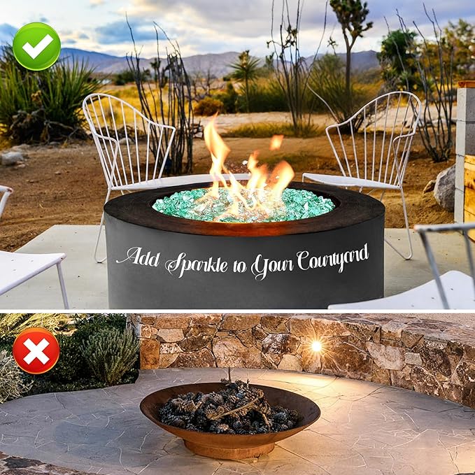 20 Pounds Fire Glass 1/2 Inch High Reflective Tempered Firepit Glass Rocks for Fireplace, Fire Pit Table, Fire Bowl and Landscaping (Emerald Green)