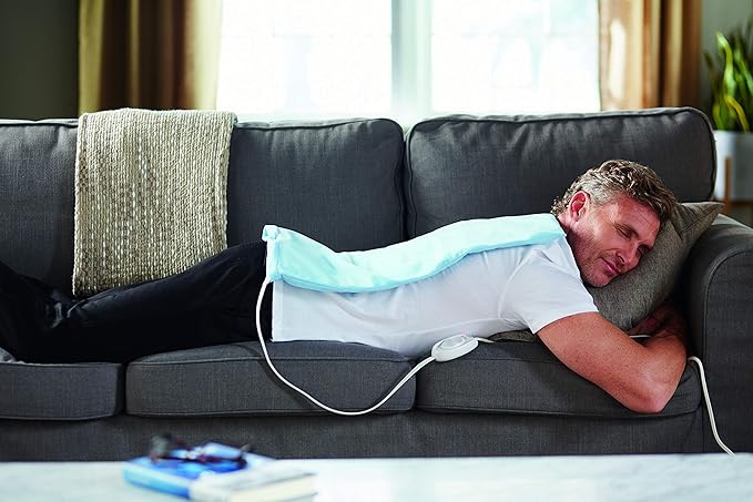 Sunbeam XL Heating Pad for Back Neck and Shoulder Pain Relief with Sponge for Moist Heating Option Extra Large 12 x 24" Blue