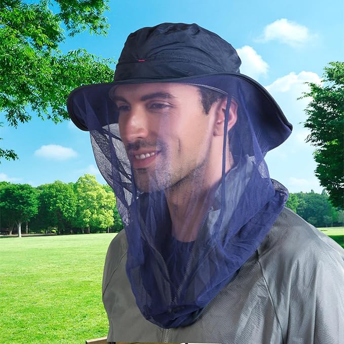 Connectyle Men's Mosquito Net Hat for Fishing Gardening Beekeeping Hiking Boonie Hat Outdoor UPF 50+ UV Sun Protection Hat
