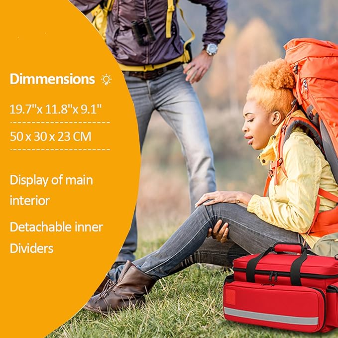 Medical Bag,First Aid Bag,First Responder Bag for Trauma,Emergency Medical Bag Organizer,Trauma Bag with Detachable Dividers for Nurses,Home Health Care, EMT(Bag Only)