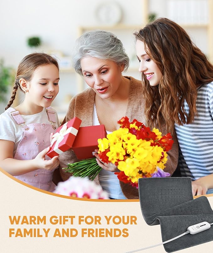 VITANEST Heating Pad for Back Pain Relief Electric Heat Pads for Period Cramps 18" x 33" Hot Pad for Arms, Abdomen, Shoulder, Knee, Legs 3 Heat Settings and 2H Auto-Off, Gifts for Women and Men, Gray