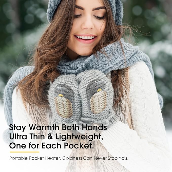 AI Hand Warmers Rechargeable 2 Pack, 6000mAh Electric Hand Warmers, AI Smart Chips 20Hrs Long Safe Heat, Portable Pocket Heater, Gifts for Christmas, Outdoor, Golf, Hunting, Camping Accessories