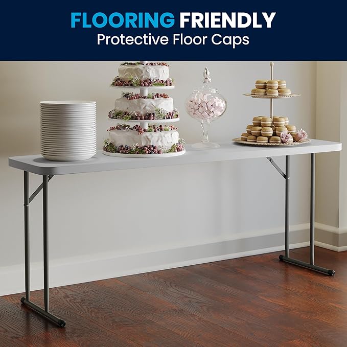 Flash Furniture Kathryn 5 Pack 6-Foot Rectangle Granite White Plastic Folding Training/Seminar Table