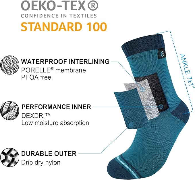 DexShell Waterproof Socks for Men & Women, Ultralite for Hiking Walking Outdoor Activities in Cold Wet Weather, Unisex Ankle