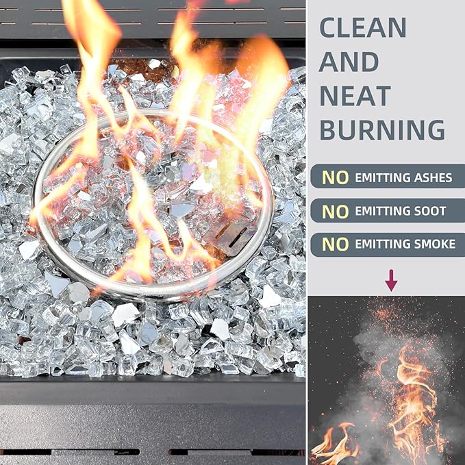 20 Pounds Fire Glass 1/2 Inch High Reflective Tempered Firepit Glass Rocks for Fireplace, Fire Pit Table, Fire Bowl and Landscaping (Crystal Clear)