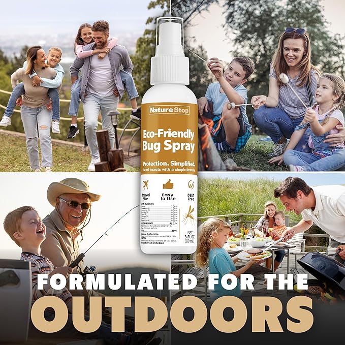 Eco-Friendly Bug Spray, DEET-Free Insect Repellent for Skin & Travel Use, 3 oz (90mL)
