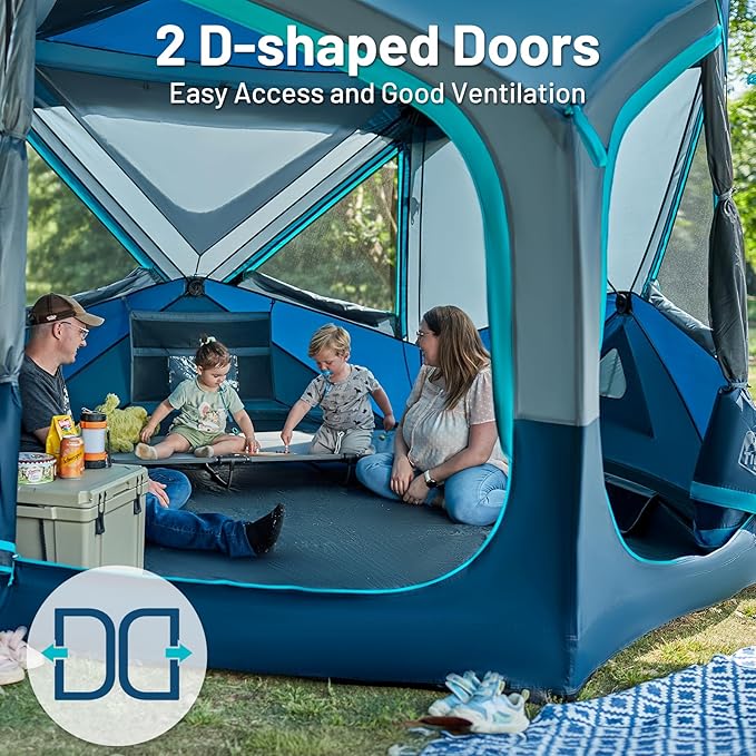 TIMBER RIDGE 4/6/8 Person Instant Pop Up Cabin Tent, Easy 60 Second Setup, Weather Resistant Camping Family Hub Tent with Rain Fly and Carry Bag for Outdoor Camping