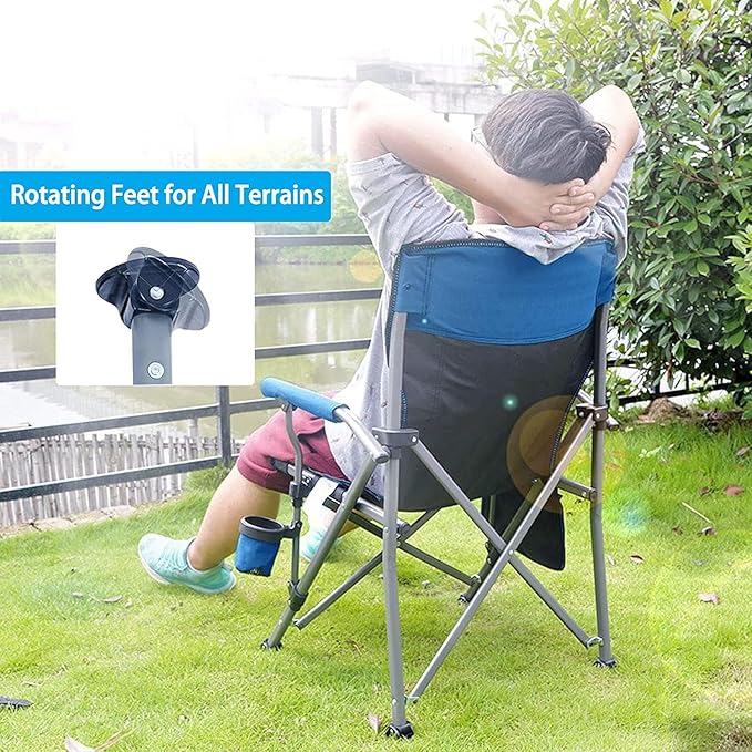 Camping Chair for Adults,Portable Folding Lawn Chair for Outside,Heavy Duty Camping Chair Support up to 330lbs,Collapsible Outdoor Beach Chair with Cup Holder(Grey)