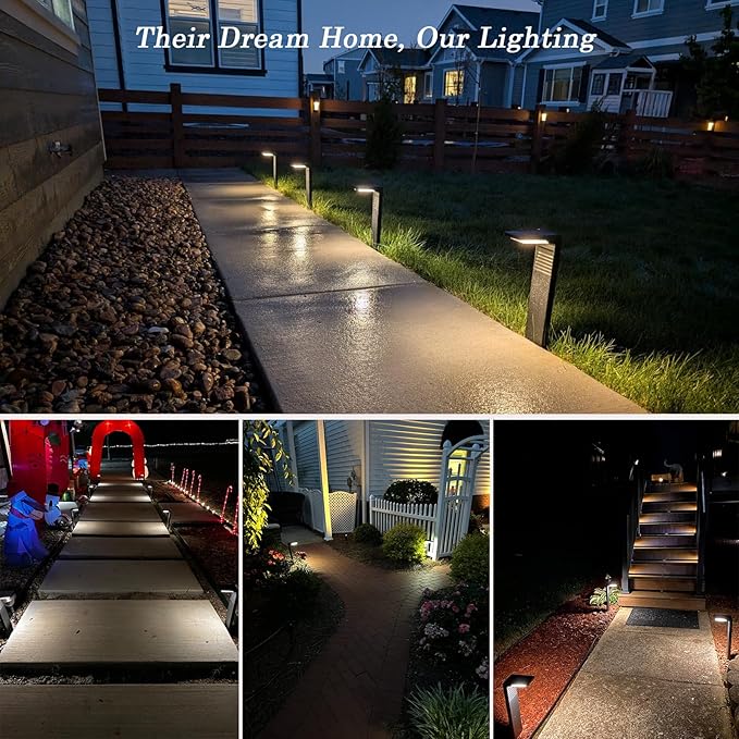 Solar Pathway Lights 4 Pack with Warm White and Cool White Mode, Modern Solar Path Lights Outdoor Waterproof, Perfect Solar Lights for Backyard, Lawn, Driveway, Walkway, Garden Decorative.