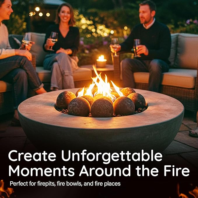 Ceramic Fire Balls Set of 15 – 3" Spheres for Gas Fireplaces and Fire Pits, Heat-Resistant Indoor Outdoor Fireplace Accessories