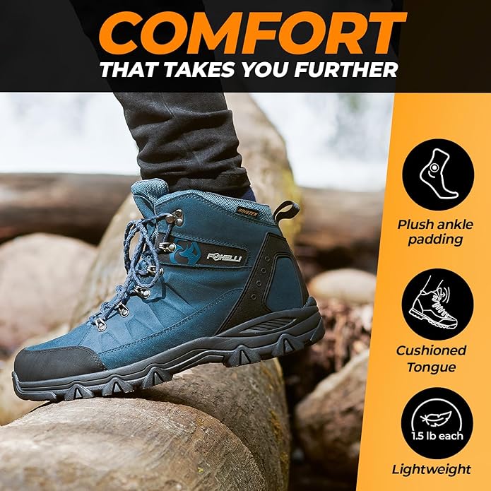 Foxelli Women’s Hiking Boots - Waterproof Lightweight & Breathable Suede Leather