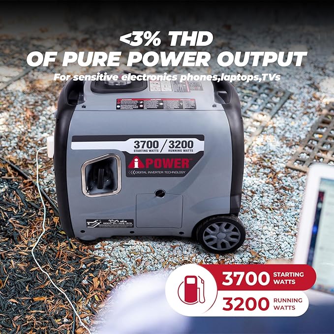 A-iPower Portable Inverter Generator, 3700W RV Ready, EPA Compliant, Portable with Telescopic Handle for Backup Home Use, Tailgating & Camping (AP3700i)