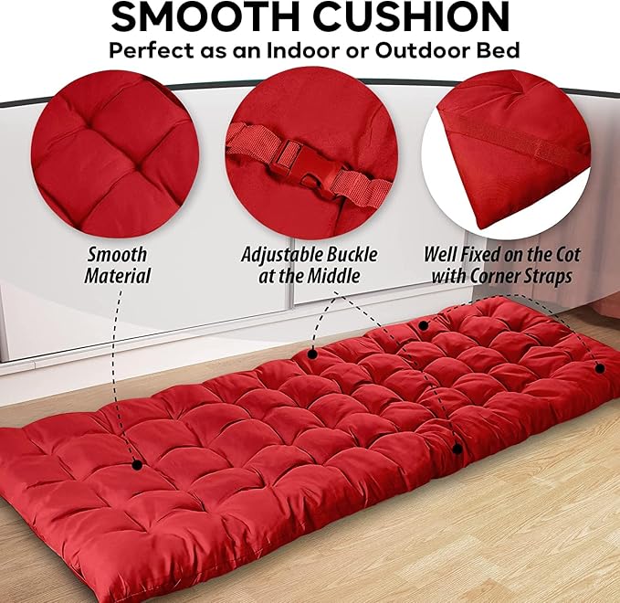 Zone Tech Camping Cot Mattress Pad Premium Quality Outdoor Comfortable Thicker Cotton Sleeping Cot Lightweight Waterproof Bottom Pad Mattress for Adult, Kid