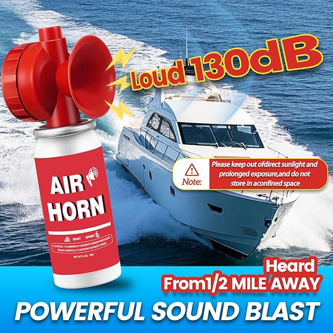 1.4oz Boat Air Horn,130DB Loud Mini Safety Bear Horn Can,Air Horns for Self Defense,Emergency,Sporting Events,Camping essentials,2 Pack