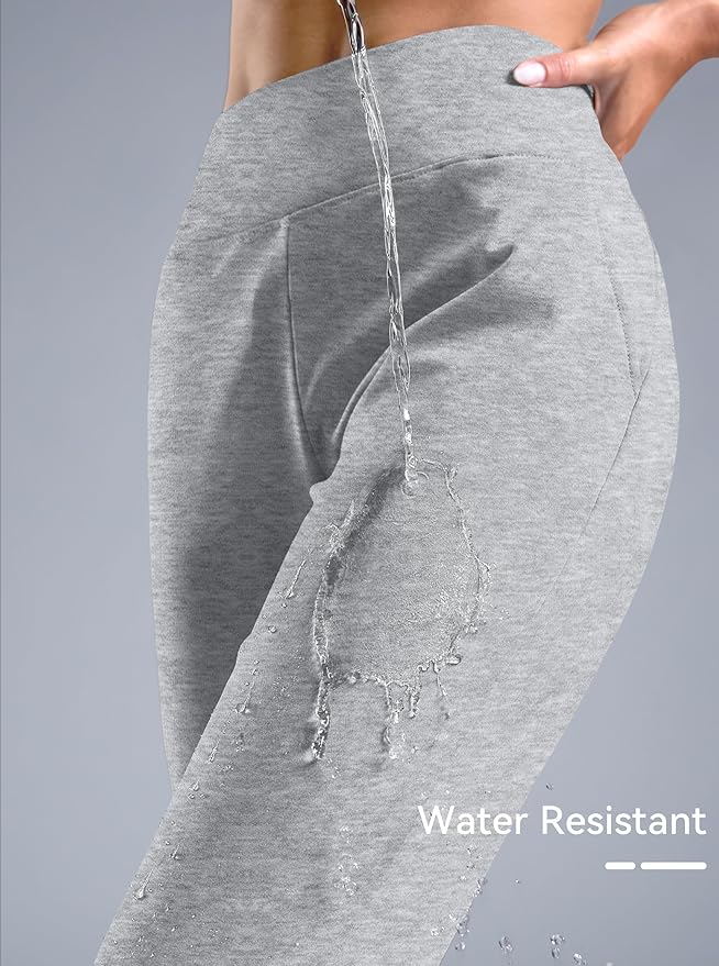 G Gradual Women's Fleece Lined Joggers High Waisted Water Resistant Thermal Hiking Pants Cold Weather Sweatpants with Pockets