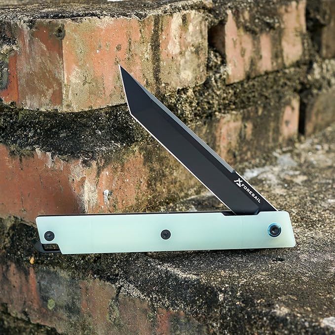 Flipper Pocket Folding Knife,DC53 Steel Blade and G10 Handle. With pocket clip and glass breaker,men's pocket knife hiking trip EDC tool Knife (Natural G10 Handle)