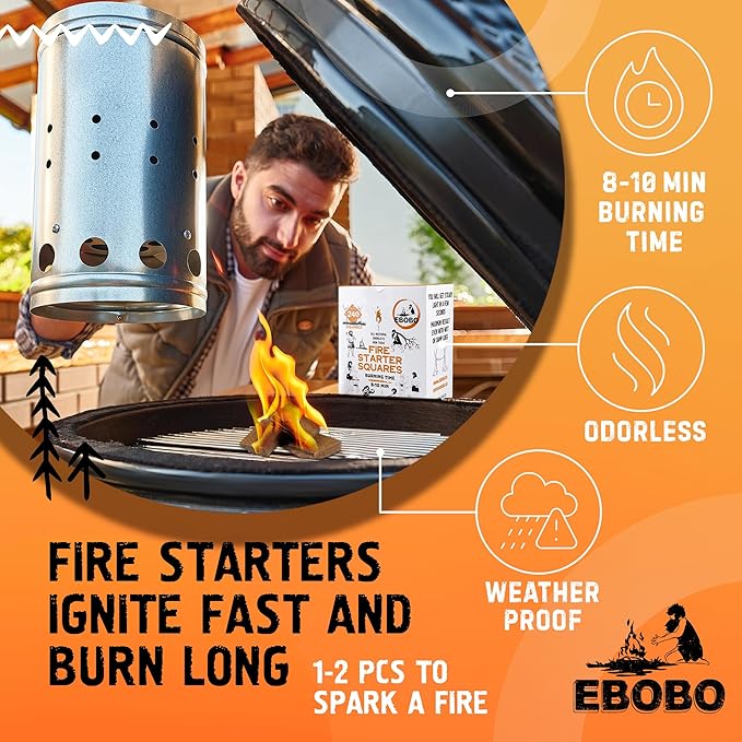 240 pcs Fire Starter Cubes β Natural Wax-Based, Odorless & Non-Toxic β Quick Ignition for BBQ Grill, Fireplace, Wood Stove, Fire Pit & Camping β Easy, Mess-Free Lighting