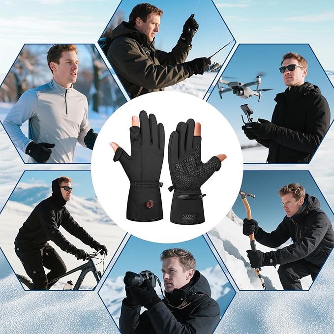 Heated Gloves, Electric Gloves Heated for Men/Women Rechargeable, Waterproof Work Motorcycle Glove for Winter Outdoor