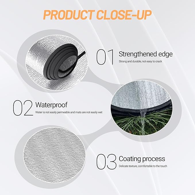 Himalaya Foam Foil Blanket Lightweight Camping Mat Outdoor Roll-up Portable Waterproof Sleeping Mat for Hiking Backpacking Double-Sided Aluminum Camping Accessories(78"x59")