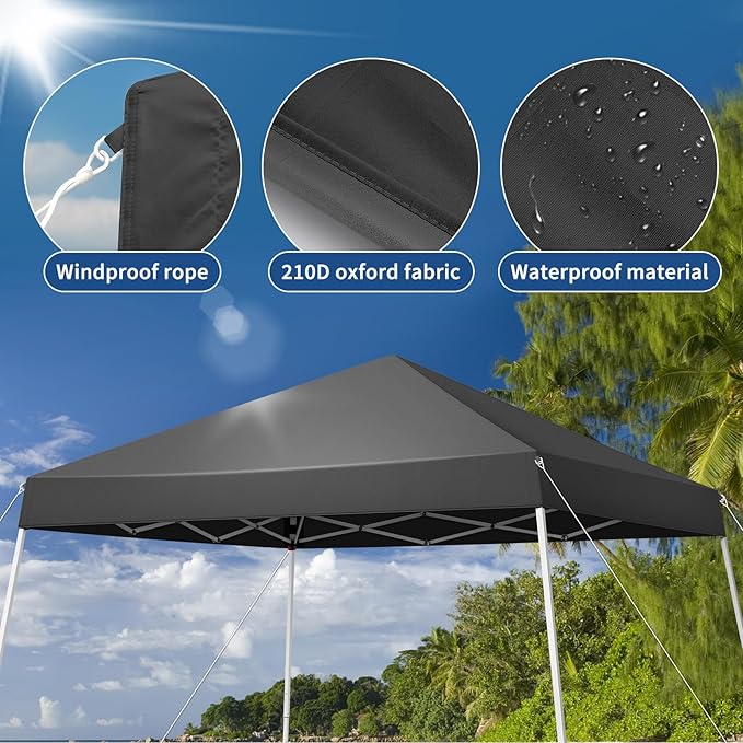 Outvita Canopy 6x6' Pop Up Commercial Instant Gazebo Tent, Waterproof & UV Protection Canopy Tent with Slant Legs for Party Wedding Birthday BBQ Events
