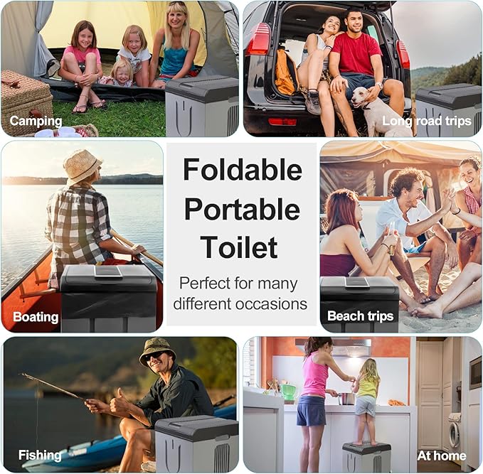 Portable Toilet Camping Toilets for Car Indoor Outdoor Commode Foldable Travel Potty for Camping,Tent,Hiking,Boating,Long Road Trips,Traffic jam,Home
