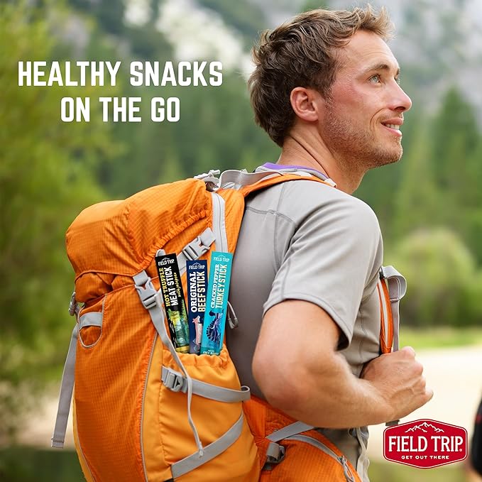 Field Trip Free Range Cracked Pepper Turkey Jerky Snack Sticks, Keto, Paleo, Gluten Free, Allergy Friendly Snack, High Protein, 70 Calorie Snack, 1oz, 10 Pack