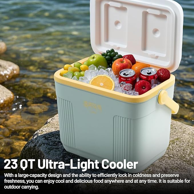 Himalaya 27 Quart 20 Quart Hard Camping Cooler,Ultra-Light Insulated Rotomolded Ice Cooler, Ice Retention with Ice,Portable Ice Chest Box with Handle for Drink Travel Beach Fishing Outdoor