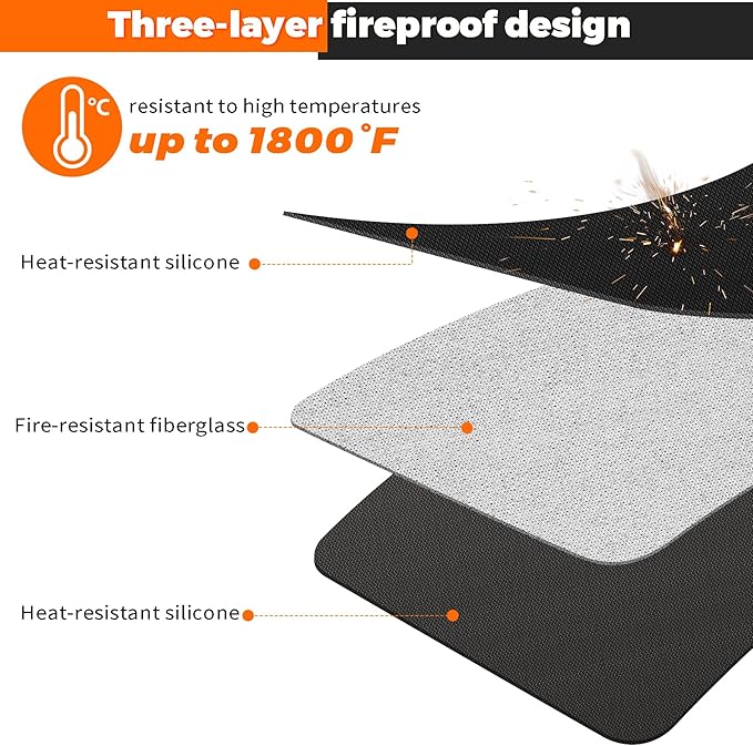 20" Tabletop Fire Pit Mat for Solo Stove Mesa XL, Easy Clean Small BBQ Mat for Outdoor BBQ, Reusable Waterproof Pad, Three-Layer Fireproof and Heat-Resistant Barbecue Mat for Tabletop Fire Pit