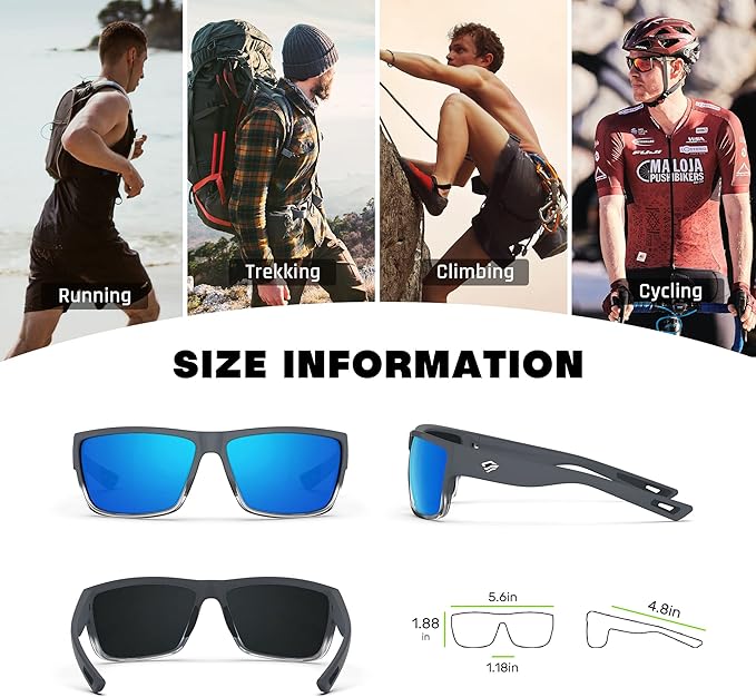 TOREGE Polarized Sports Sunglasses for Men and Women Cycling Running Golf Fishing Sunglasses TR26