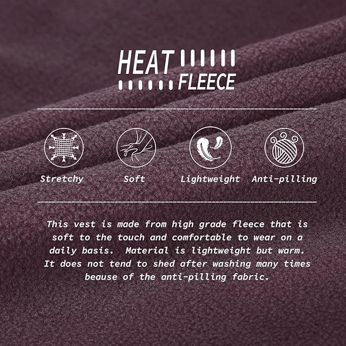 33,000ft Men's Fleece Vest, Lightweight Warm Zip Up Polar Vests Outerwear with Zipper Pockets, Sleeveless Jacket for Winter