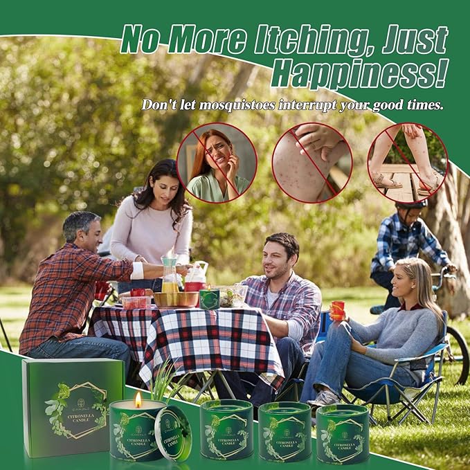 Citronella Candles Outdoor Natural Mosquito Bug Repellent Soy Wax Tin Candles Eco-Friendly Gift for Women Suit for Garden, Patio, Camping, Summer Parties
