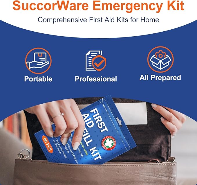 90 Pieces First Aid Refill Kit - Wound Care Kit Includes Bandages for Home, Travel, Hiking - Portable Replacement Kit for First Aid Medical Supplies(2 Set)