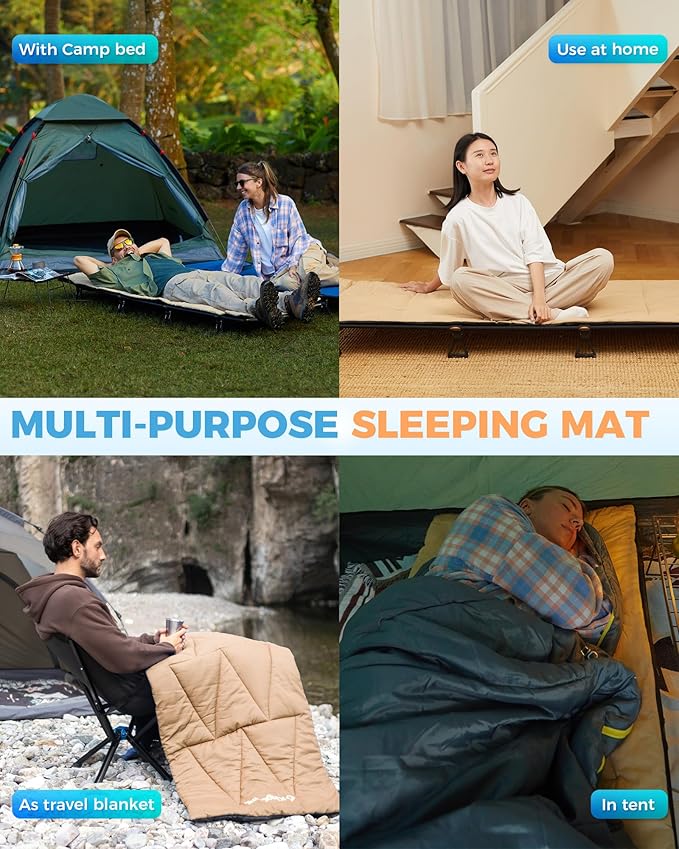 KingCamp Cot Mattress, Portable Lightweight Camping Sleeping Mat Soft Comfortable Non-Slip Cot Pad for Camp Cot, RV Bunk & Twin Beds
